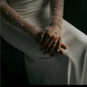 Pearl Fingerless Tulle Bridal Gloves